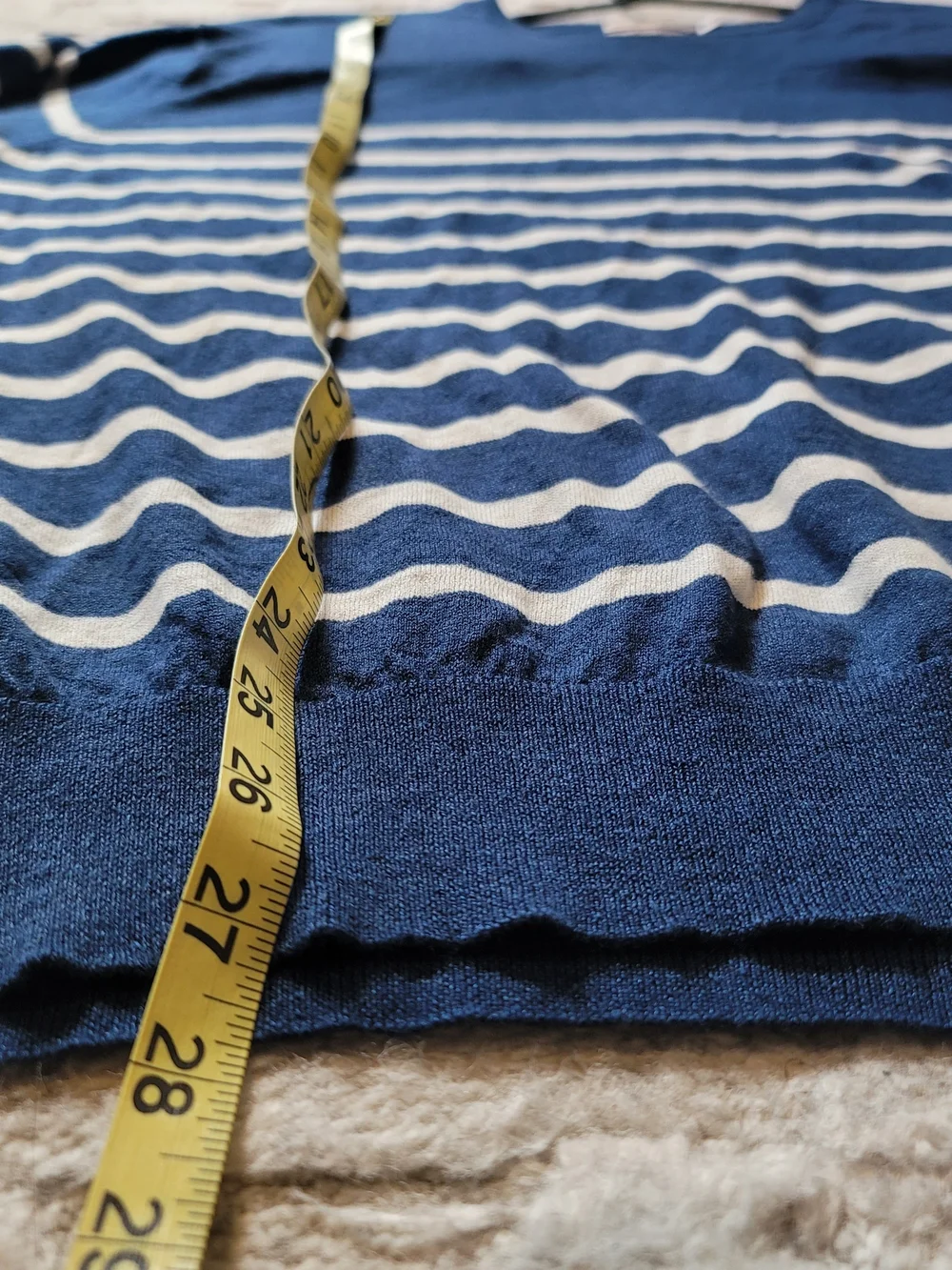 PETER MILLAR Crown Cool Crewneck Wool Linen Blend Blue Stripe Nautical Size XL